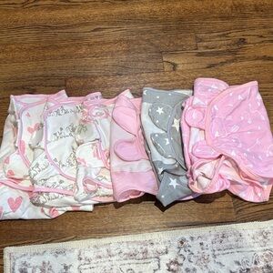 Six Baby Velcro Swaddles (0-3 months)